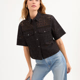 Veronica Beard - Spruce Eyelet Short-Sleeve Button-Down