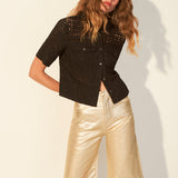Veronica Beard - Spruce Eyelet Short-Sleeve Button-Down