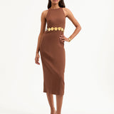 Veronica Beard - Isla Gold-Medallion Midi Dress