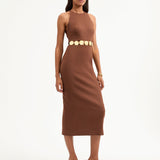 Veronica Beard - Isla Gold-Medallion Midi Dress