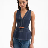 Veronica Beard - Nickleby Belted Peplum Top