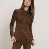 Veronica Beard - Wittaker Suede Button-Down Shirt