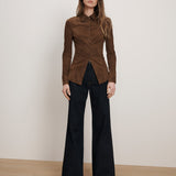 Veronica Beard - Wittaker Suede Button-Down Shirt