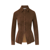 Veronica Beard - Wittaker Suede Button-Down Shirt