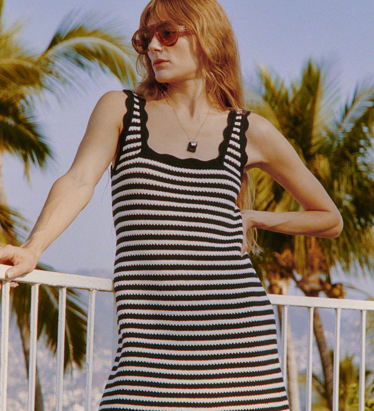Ciao Lucia - Domeka Navy Stripe Knit Dress