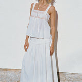 Ciao Lucia - Irati White Embroidered Cotton Skirt
