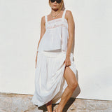 Ciao Lucia - Irati White Embroidered Cotton Skirt