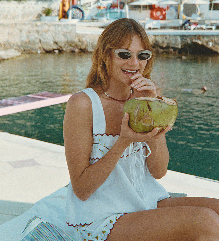 Ciao Lucia - Ander White Embroidered Linen Top