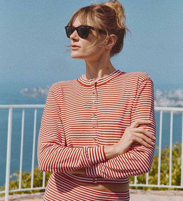 Ciao Lucia - Hydra Red Stripe Cardigan