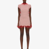 Christopher Esber - Stripe Jersey Lace Trimmed Tee Dress
