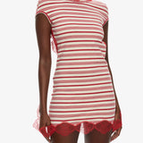Christopher Esber - Stripe Jersey Lace Trimmed Tee Dress