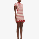 Christopher Esber - Stripe Jersey Lace Trimmed Tee Dress