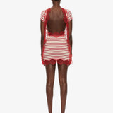 Christopher Esber - Stripe Jersey Lace Trimmed Tee Dress