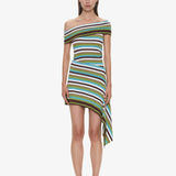 Christopher Esber - Stripe Knit Extension Drape Mini Dress