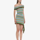 Christopher Esber - Stripe Knit Extension Drape Mini Dress