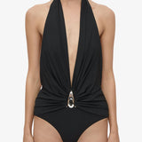 Christopher Esber - Crystal Pendant Ruched One Piece