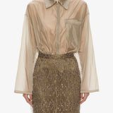 Christopher Esber - Gilded Chevron Lace Skirt