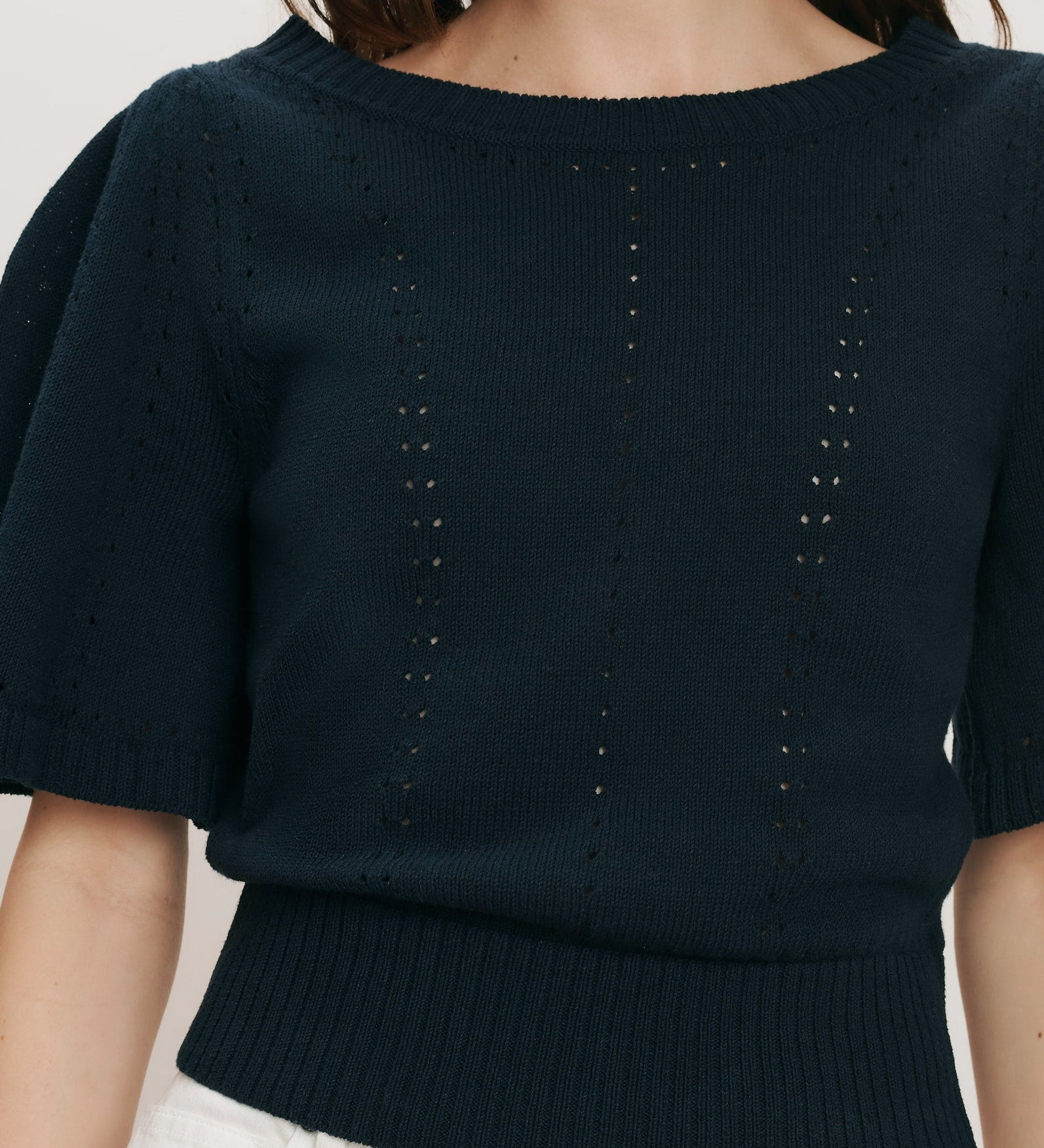Veronica Beard - Rhennan Pointelle Knit Top
