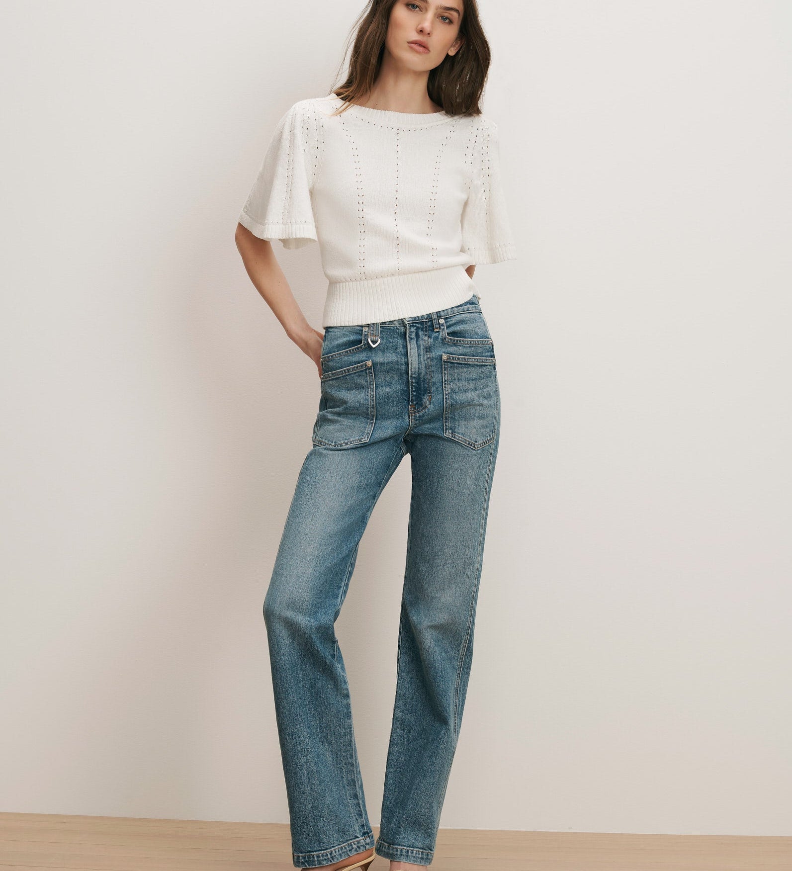 Veronica Beard - Rhennan Pointelle Knit Top