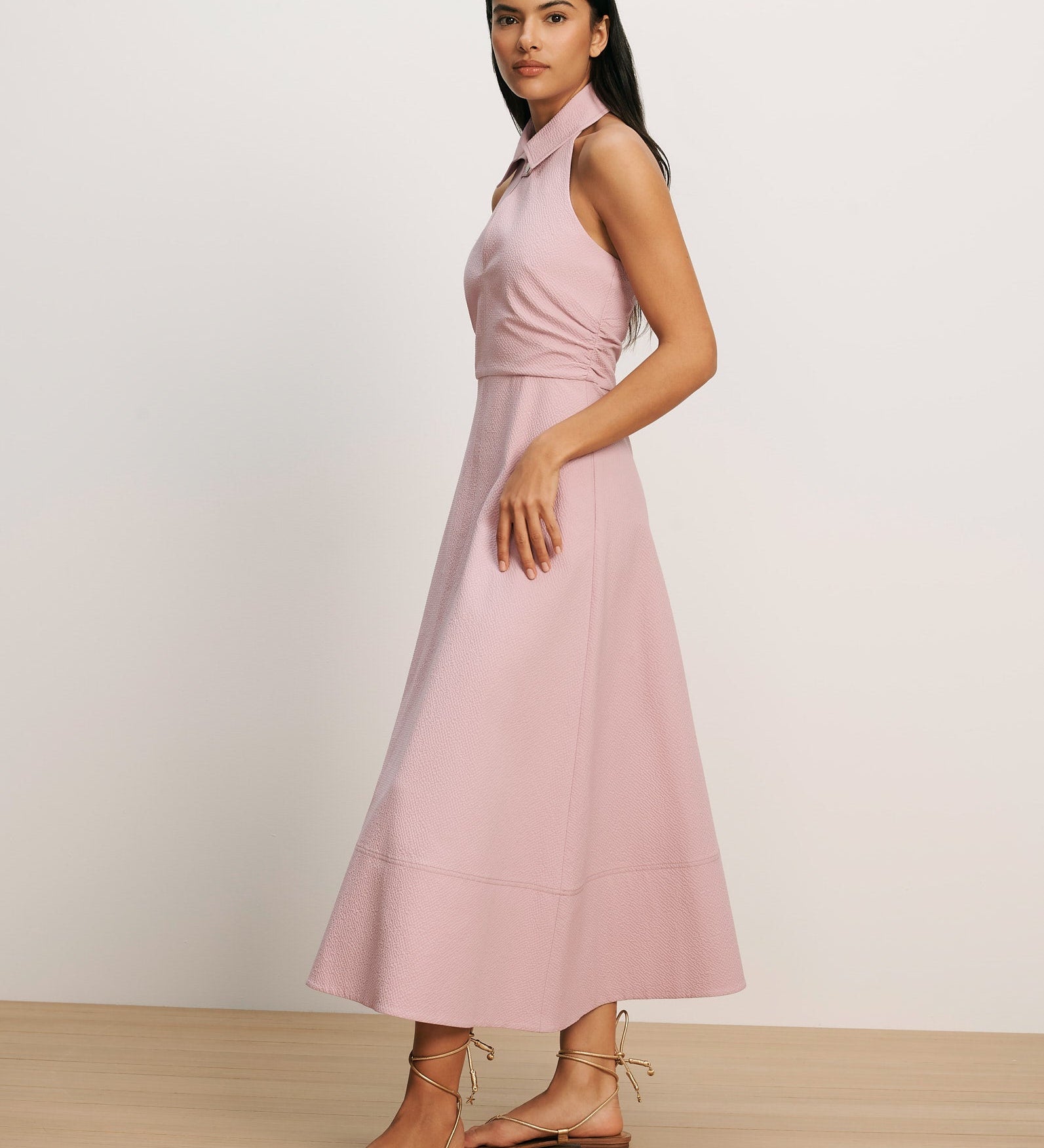 Veronica Beard - Mackey Seersucker Halter Midi Dress