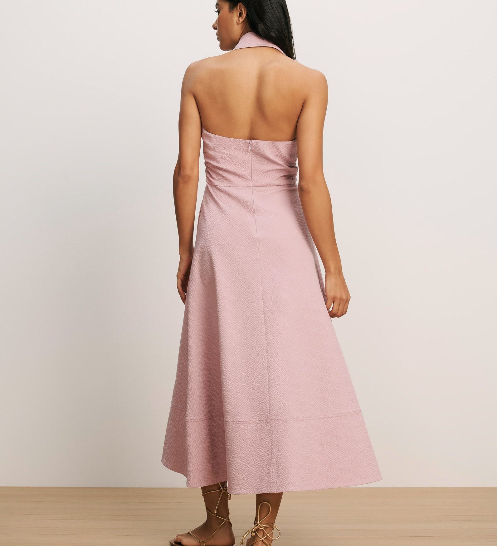 Veronica Beard - Mackey Seersucker Halter Midi Dress