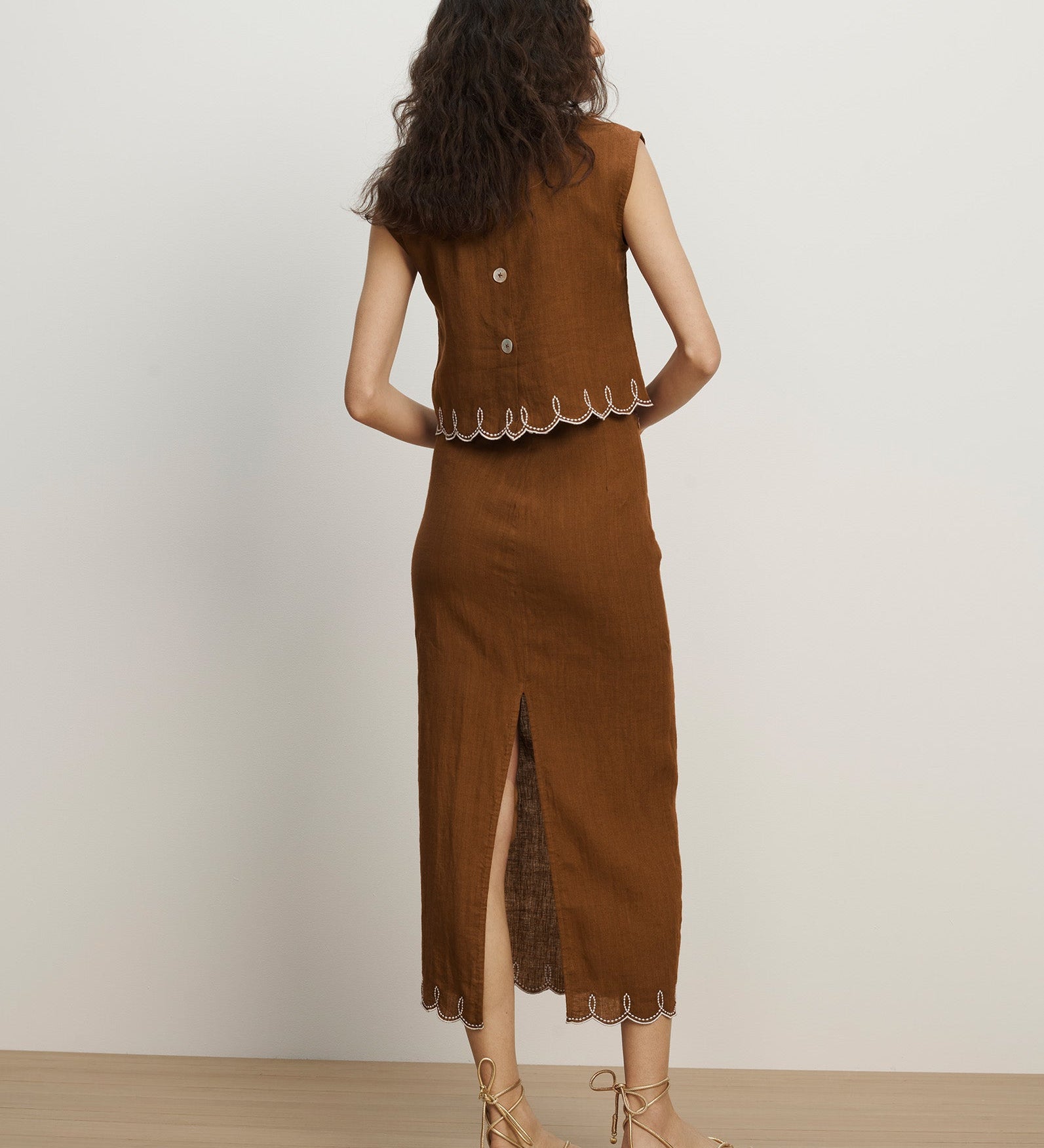 Veronica Beard - Malou Linen Midi Skirt