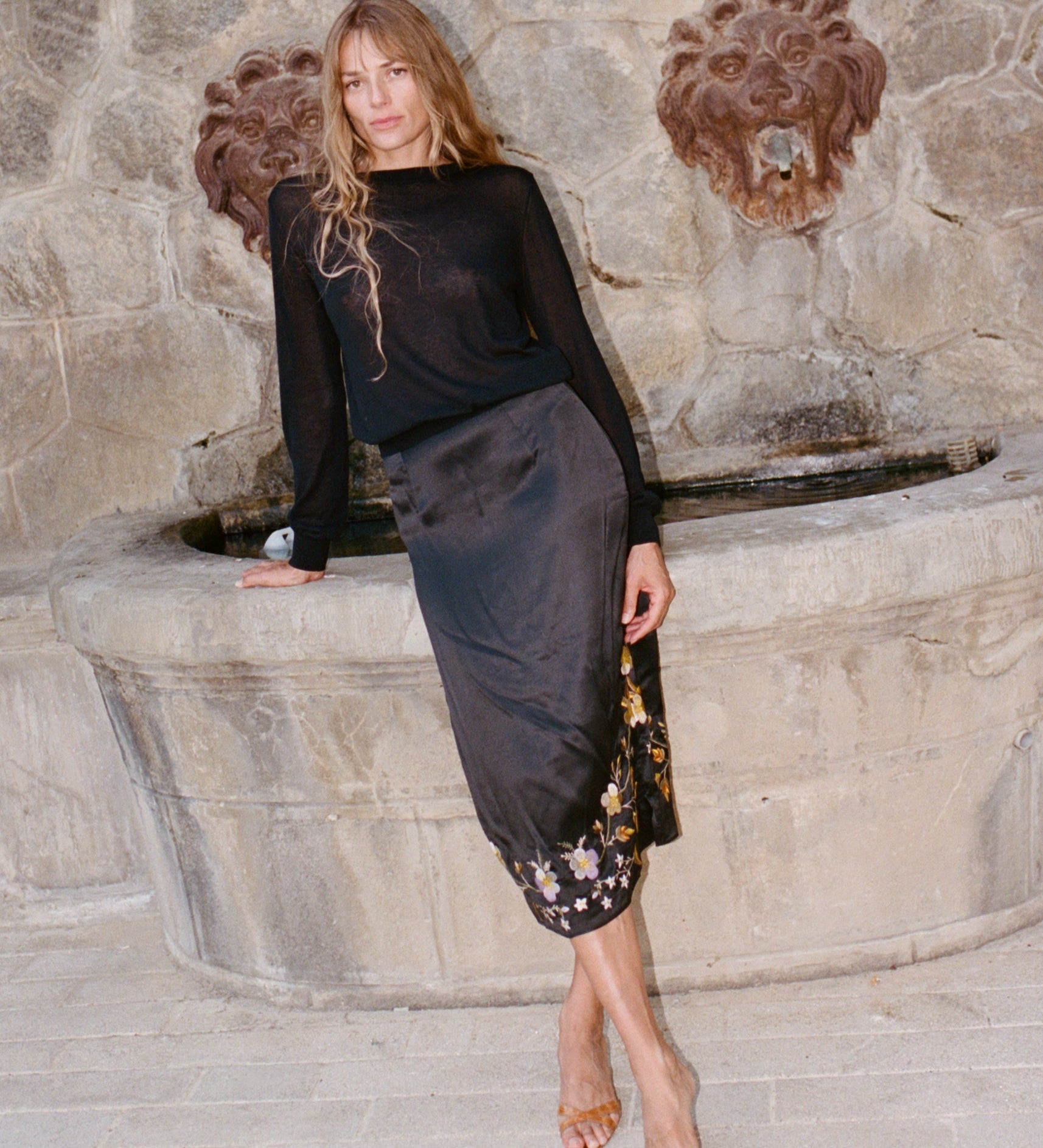 Ciao Lucia - Larine Black Charmeuse Skirt