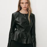 Veronica Beard - Quinn Leather Peplum Jacket