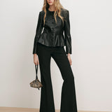 Veronica Beard - Quinn Leather Peplum Jacket