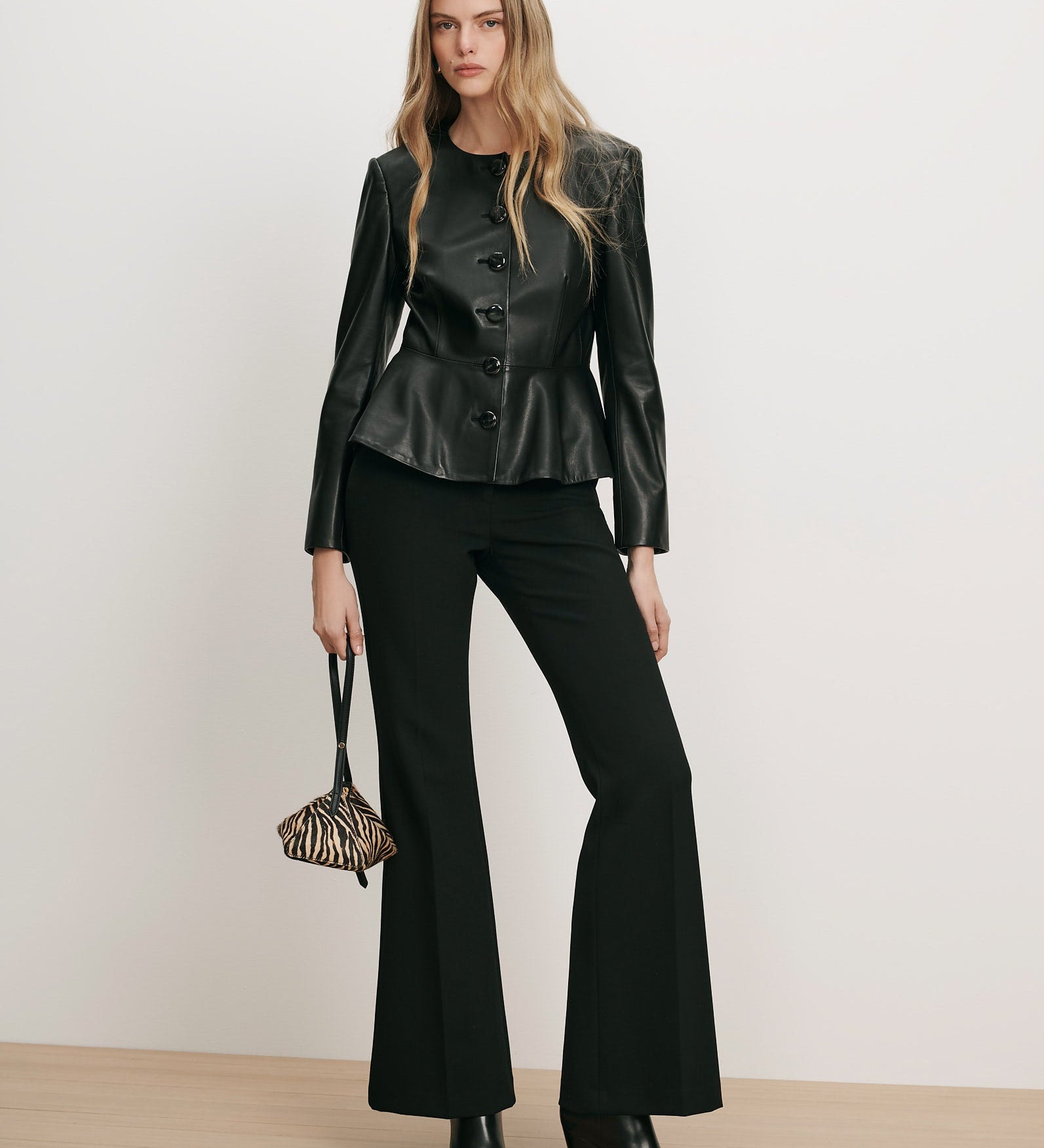 Veronica Beard - Quinn Leather Peplum Jacket