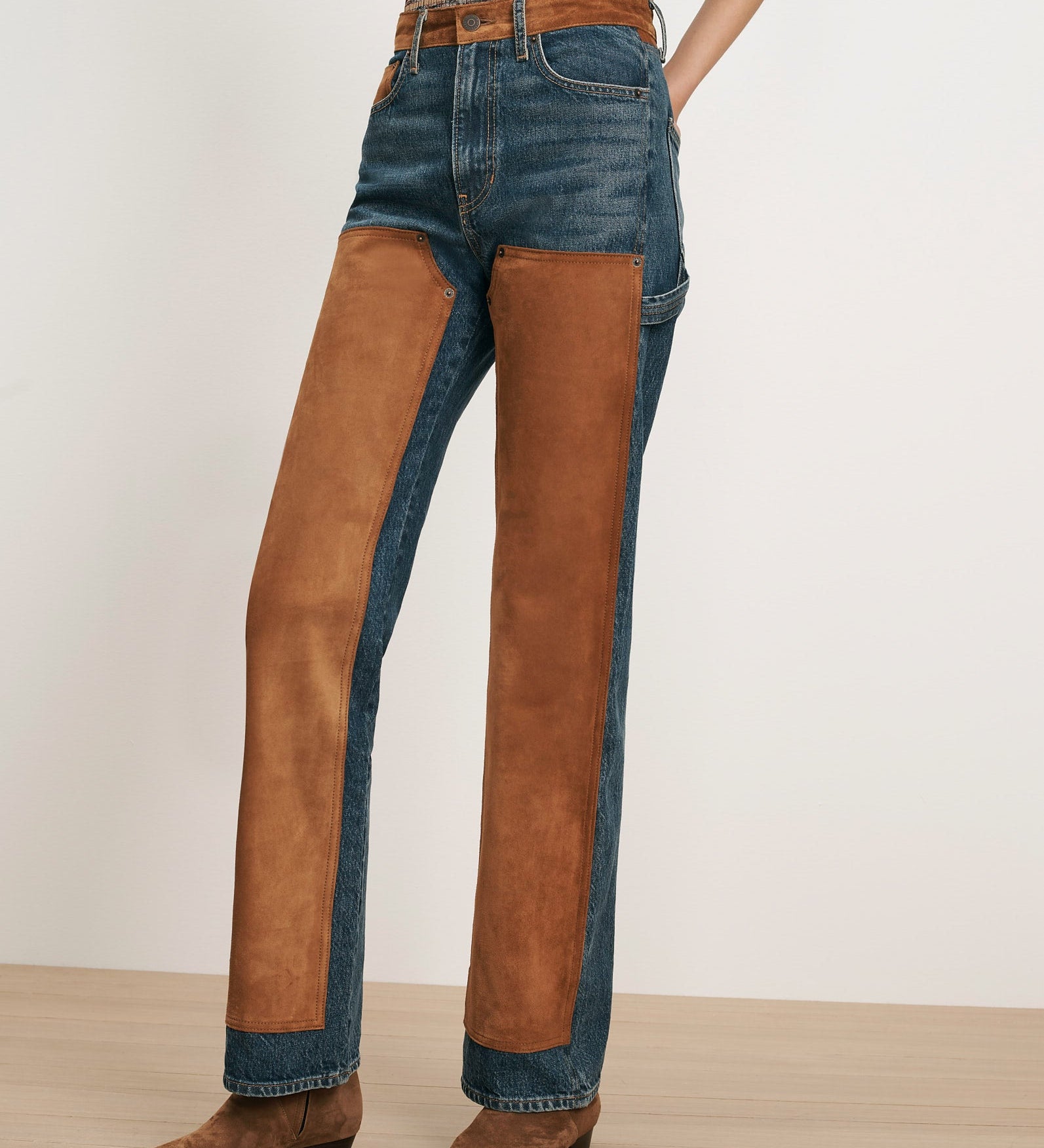 Veronica Beard - Dylan Suede - Patchwork Straight - Leg Jean