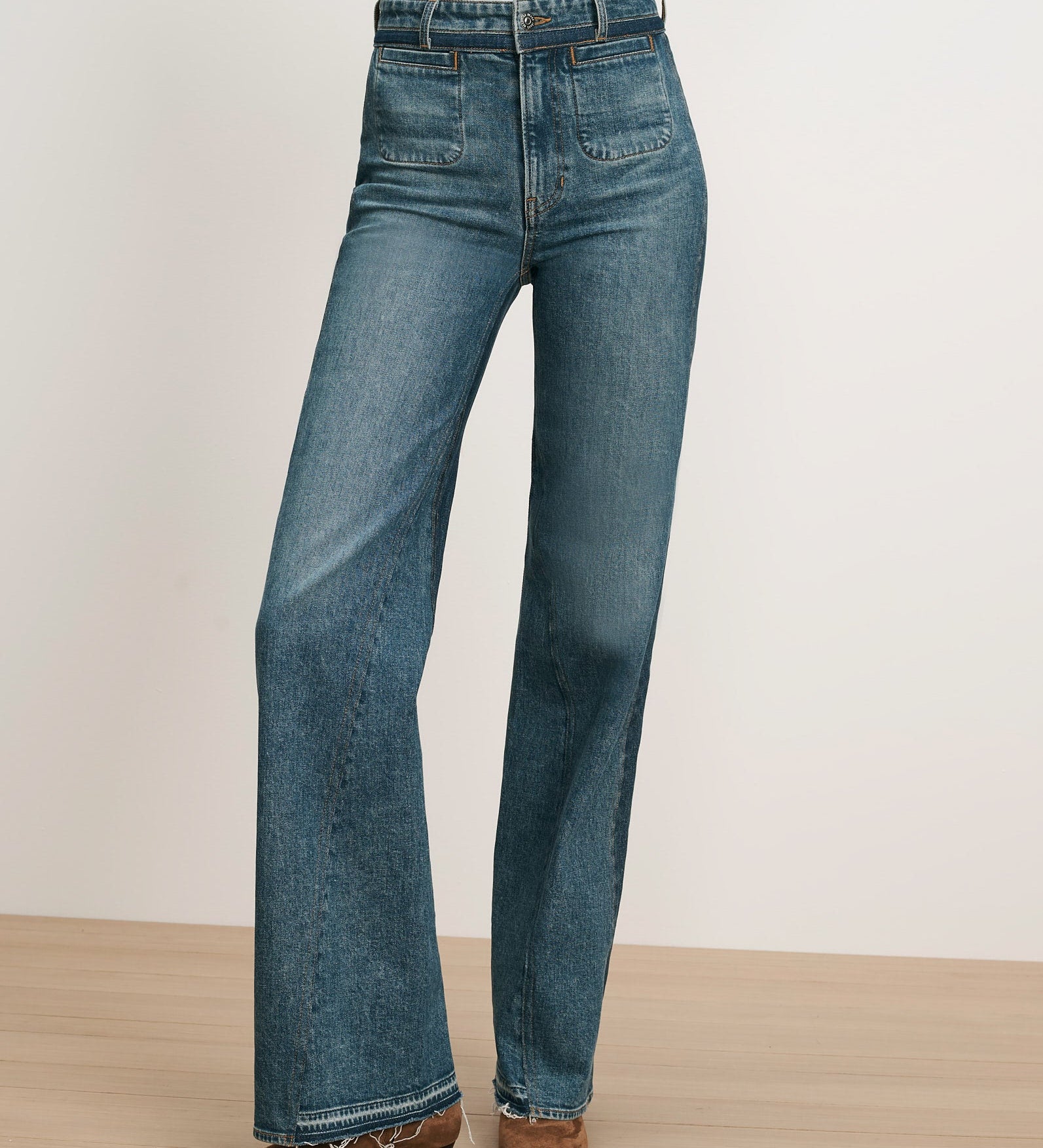 Veronica Beard - Crosbie Color - Block Slim Wide - Leg Jean