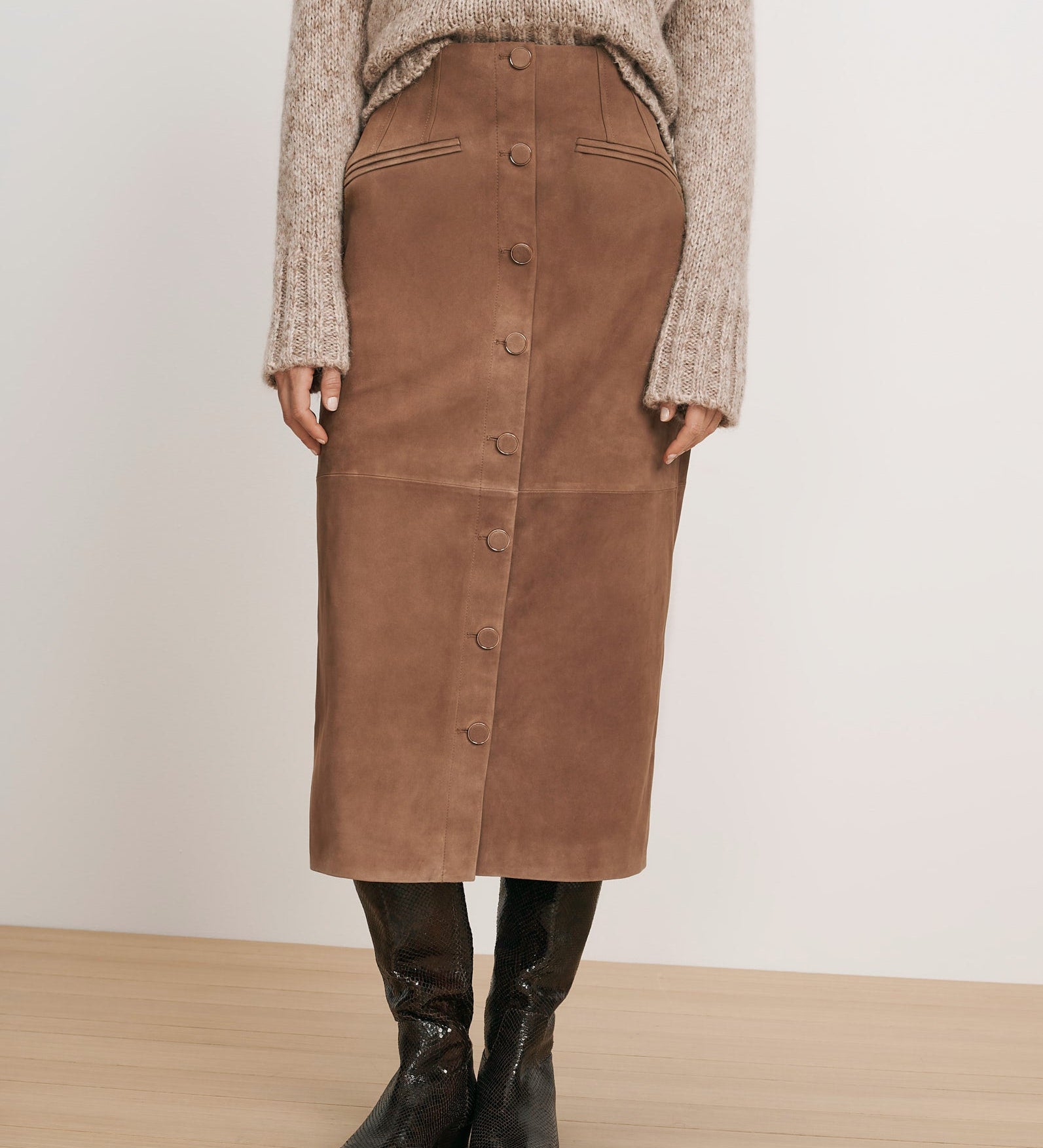 Veronica Beard - Callisian Suede Midi Skirt