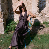 Ciao Lucia - Serena Brown Satin Dress