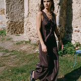 Ciao Lucia - Serena Brown Satin Dress