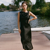 Ciao Lucia - Vivi Black Charmeuse Silk Dress