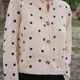 Ciao Lucia - Maija Polka Dot Cotton Cardigan Ivory