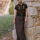 Ciao Lucia - Concetta Brown Satin Skirt