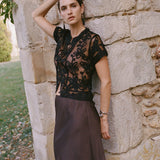 Ciao Lucia - Concetta Brown Satin Skirt