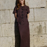 Ciao Lucia - Lousia Brown Satin Top