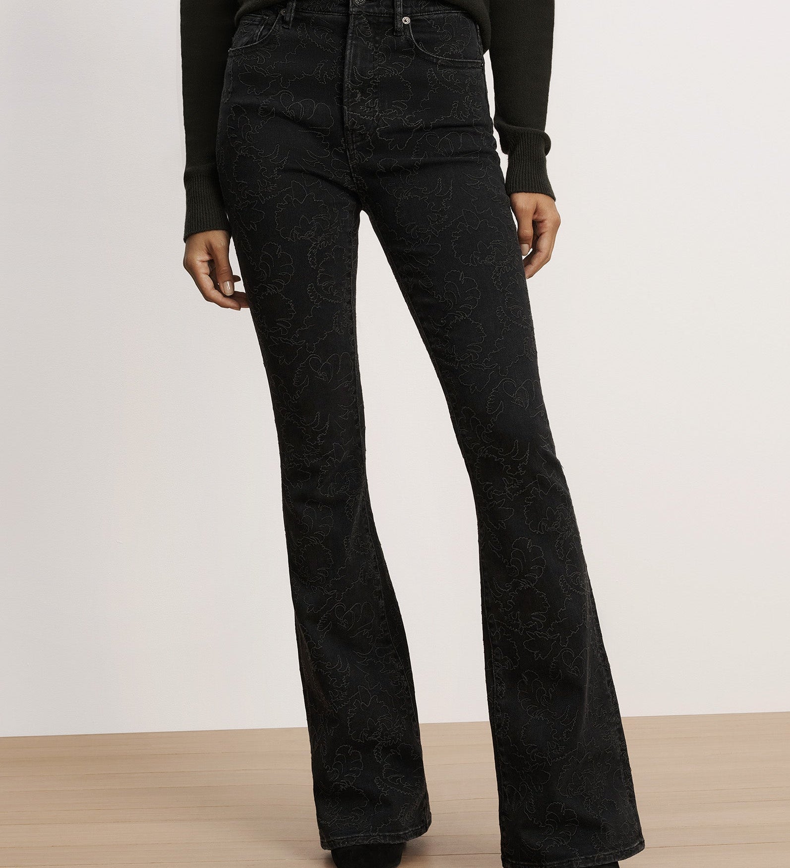 Veronica Beard - Beverly Embroidered Skinny - Flare Jean