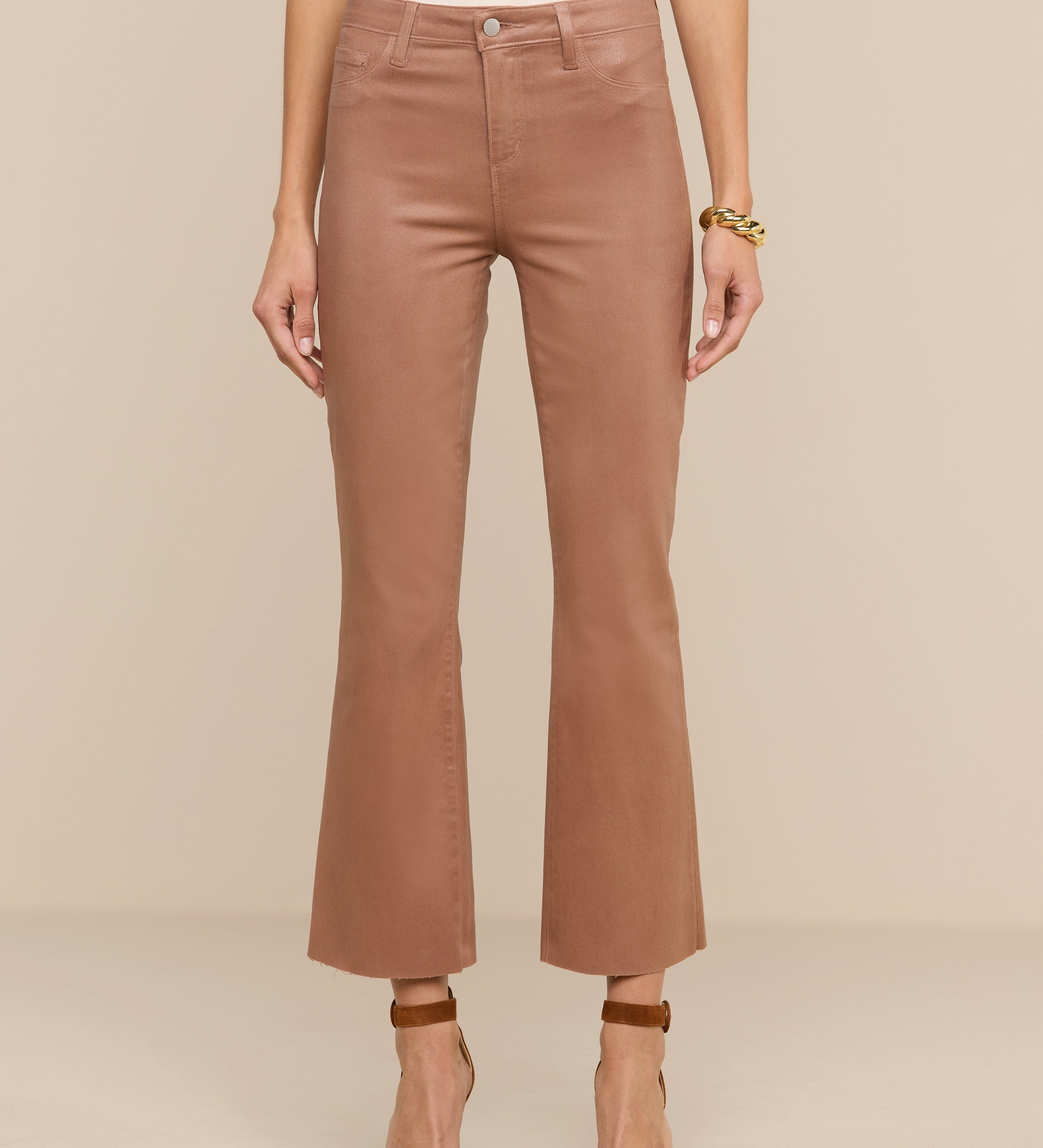 L'AGENCE - Kendra Coated Cropped Flare Jean