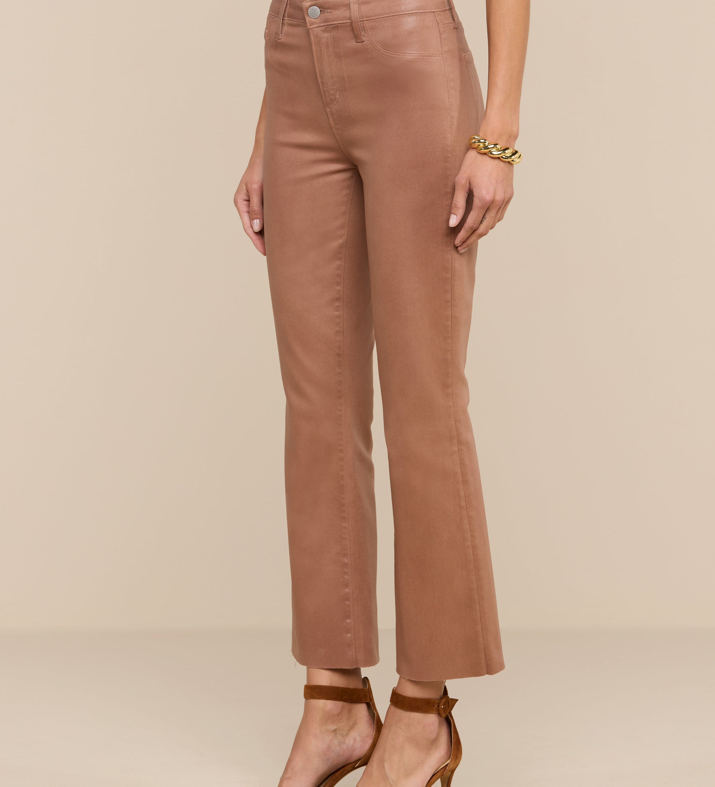 L'AGENCE - Kendra Coated Cropped Flare Jean