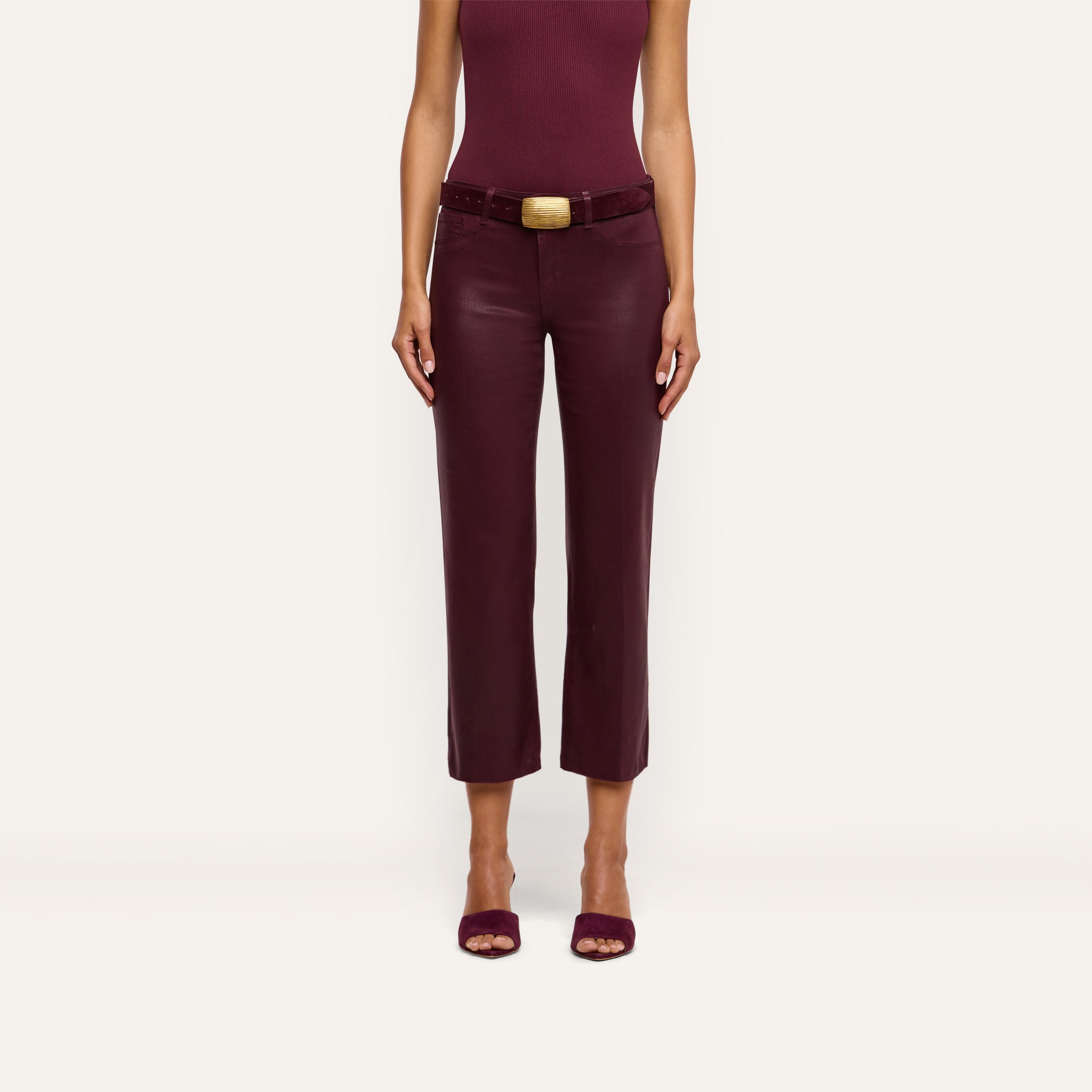 L'AGENCE - Wanda Coated Cropped Wide - Leg Jean