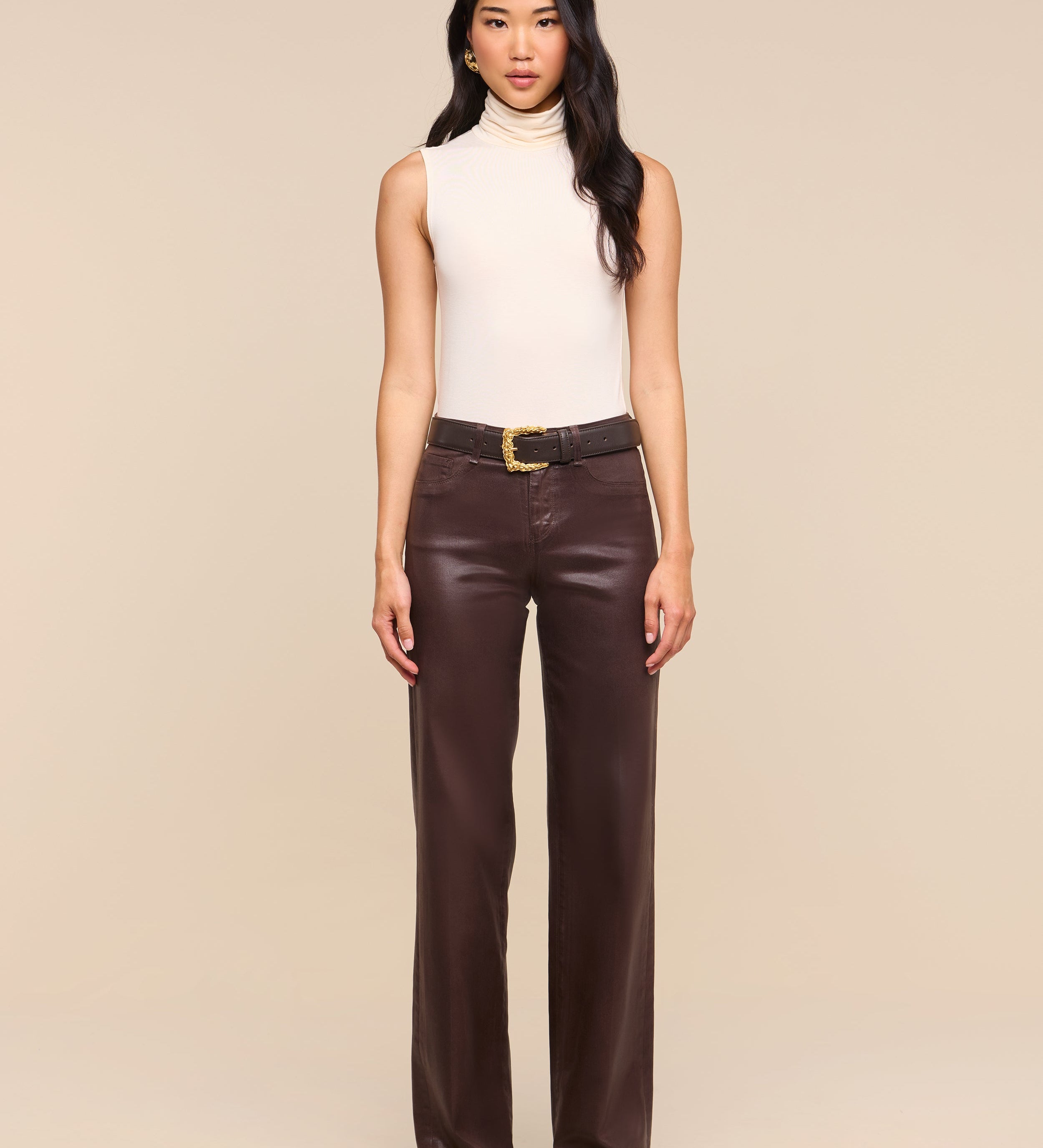 L'AGENCE - Clayton Coated Wide - Leg Jean