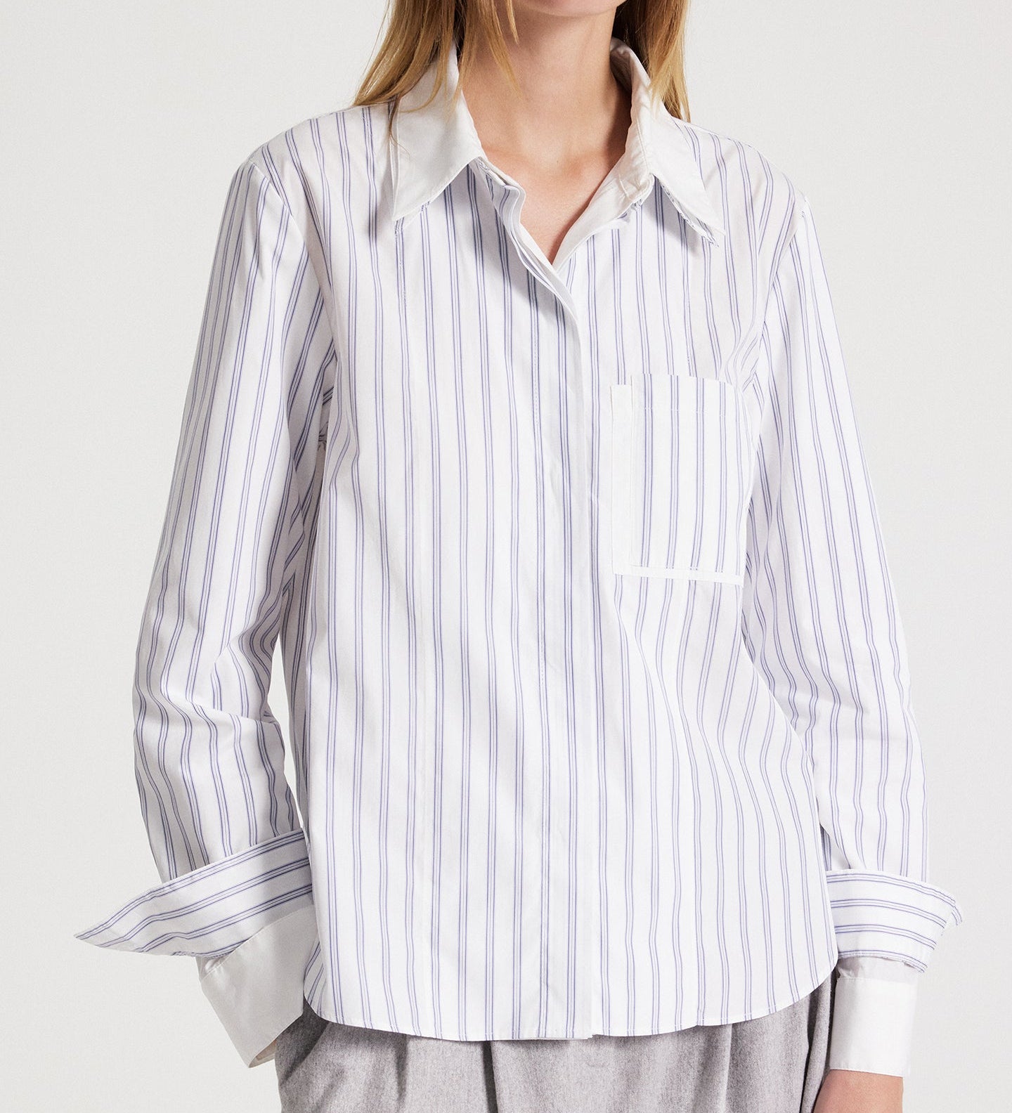 TWP - Double Layer Boyfriend Shirt in Cotton Stripes