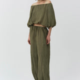 Simkhai - Anni Puff Sleeve Cropped Top