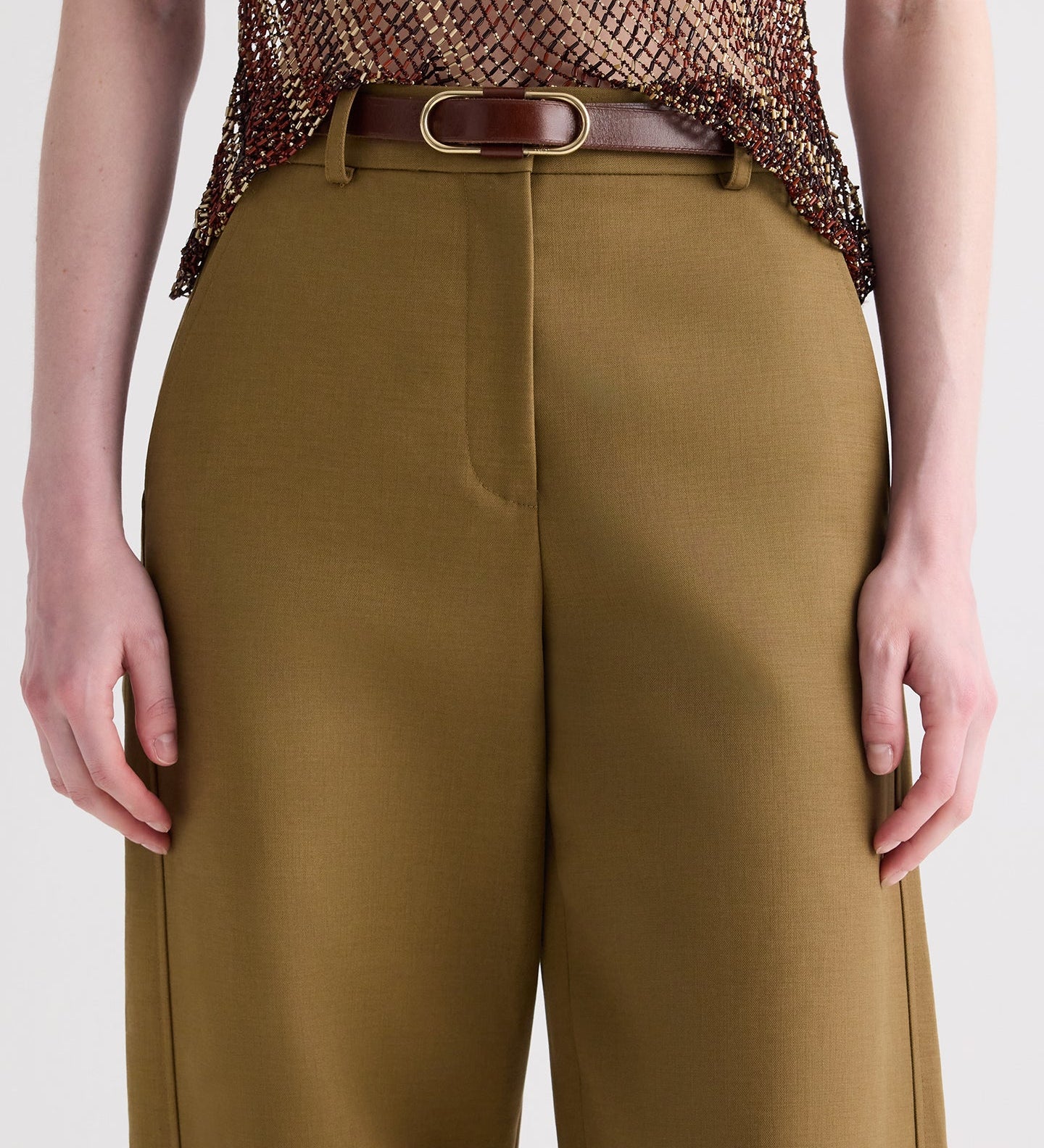 TWP - SLIDER BUCKLE BELT - DARK LUGGAGE/ANTIQUE LIGHT GOLD