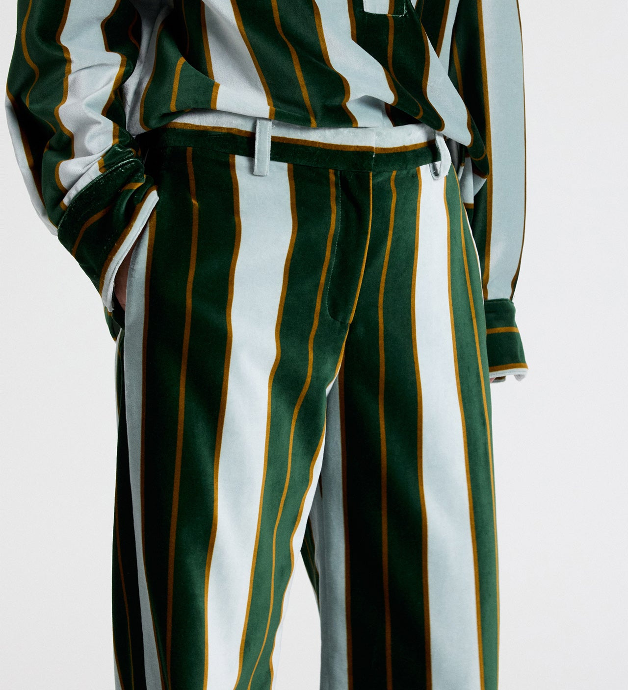 TWP - Isla Pant Without Pintuck in Regency Stripe Cotton Velvet