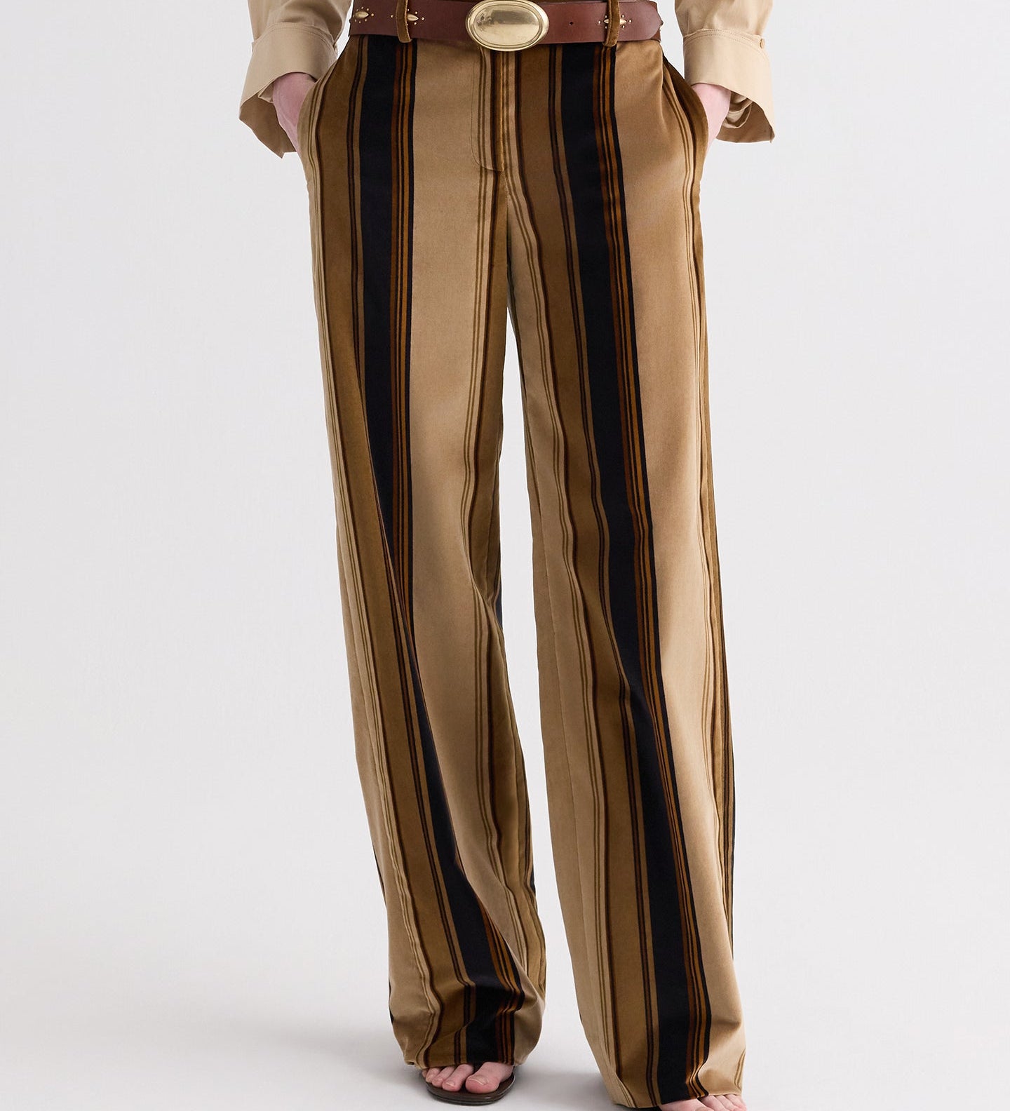 TWP - Isla Pant without Pintuck in Baiadere Stripe Cotton Velvet